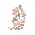 Pink Flower Leaves Crystal Rhinestones Brooches Pins Jewelry 101