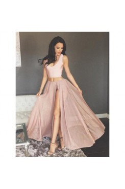 Sexy Two Pieces Prom Dresses Fashion Dress Cheap 2019 Evening Dress Long A-Line Party Gowns